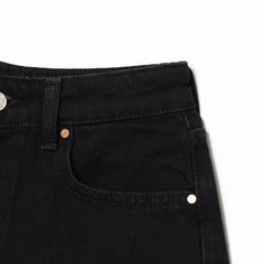 Mid Rise Lace Trim Denim Shorts