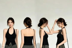 Halter Neck Plain Crop Top