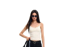 V-Neck Lace Trim Plain Crop Camisole Top