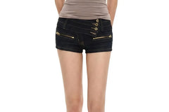 Low Waist Asymmetrical Denim Hot Pants