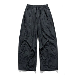 Drawstring Waist Plain Barrel Leg Baggy Pants
