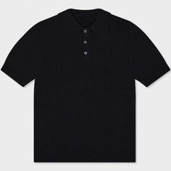 Short-Sleeve Collar Plain Ribbed T-Shirt