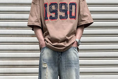 Mid Rise Washed Distressed Loose Fit Jeans