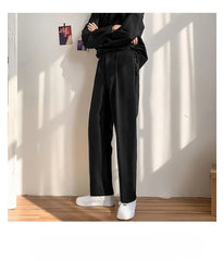 High Waist Plain Straight Leg Pants
