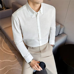 Long-Sleeve Button-Up Plain Shirt