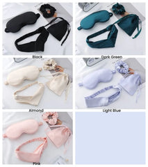 Set:  Plain Sleeping Eye Mask + Headband + Scrunchie + Drawstring Bag
