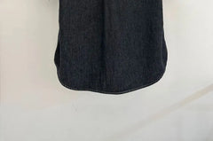 Short Sleeve Collared Washed Denim Shirt