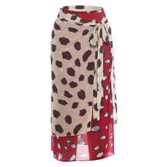 Low Waist Color-Block Polka Dot Midi Skirt