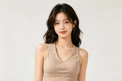 V-Neck Plain Cropped Tank Top