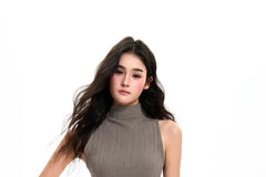 Turtleneck Plain Slim Fit Tank Top / High Waist Midi Pencil Skirt