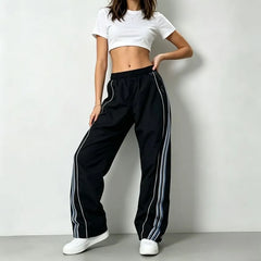 Low Rise Striped Loose-Fit Wide-Leg Sweatpants