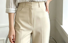 Elbow-Sleeve Striped Blouse