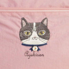 Parlor Suzurando Cat Water Repellent Embroidery Crossbody Bag Pink