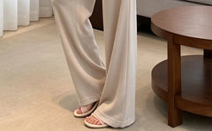 High Waist Two Tone Loose Fit Straight Leg Pants