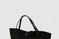 Snap Buttoned Canvas Plain Tote Bag