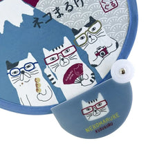 Cat Nekomaruke and Mount Fuji Foldable Round Paper Fan