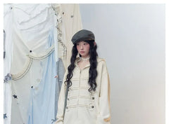 Oversized Baroque Zipper Hooded Knit Cardigan