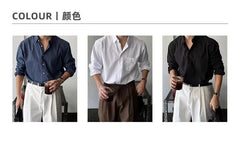 Long-Sleeve Pocketed Plain Shirt