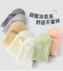 Set of 5: Plain Ribbed Crew Socks