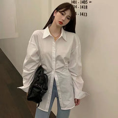 Long-Sleeve Collared Plain Button Up Shirt