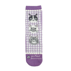 Parlor Land Cat Print Socks Pink