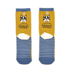 Animal Mode French Bulldog Pauro Dog Print Socks Mustard
