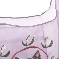 Parlor Suzurando Cat Chiffon Fabric Shopping Bag Purple
