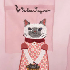 Parlor Suzurando Cat Chiffon Fabric Shopping Bag Pink