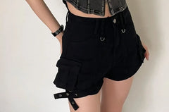 Short-Sleeve Collared Washed Zip Crop Top