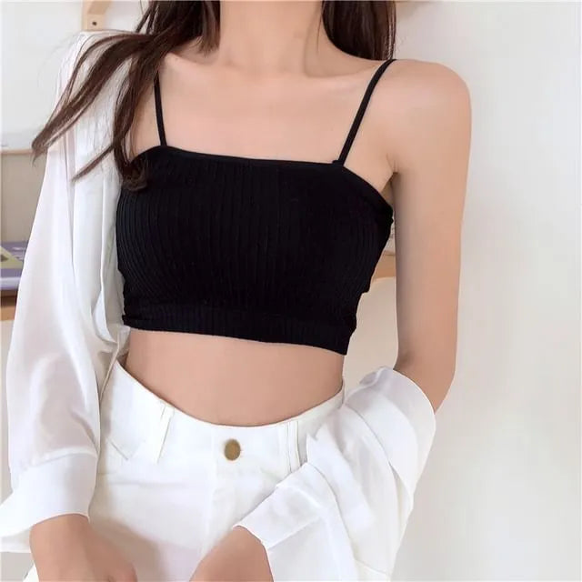 Spaghetti Strap Ribbed Bandeau