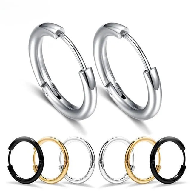 Unisex Stainless-Steel Hoop Earrings