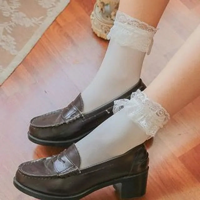 Lace Trim Sheer Socks