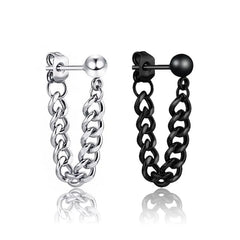Unisex Stainless-Steel Chained Earring