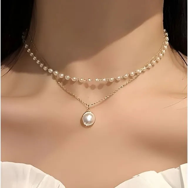 Faux Pearl Layered Necklace / Bracelet