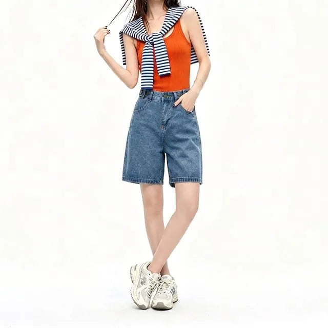 High-Waist Denim Shorts