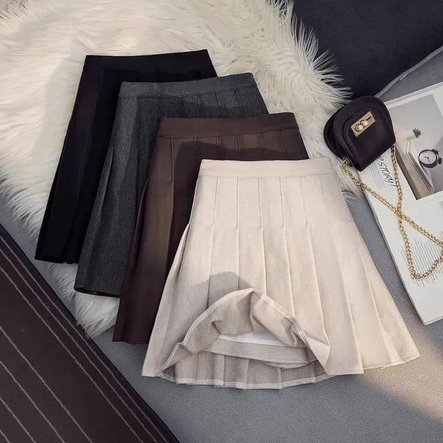 High-Waist Pleated Mini Skirt