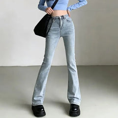 High-Waist Washed Bootcut Jeans