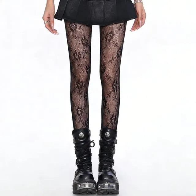 Bow Pattern Fishnet Tights