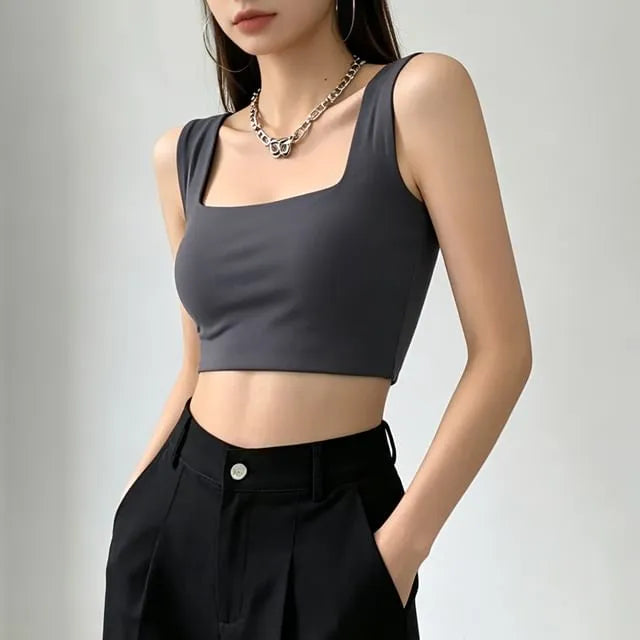 Square-Neck Crop Tank Top