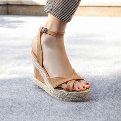 [38] Ankle Strap Wedge-Heel Sandals