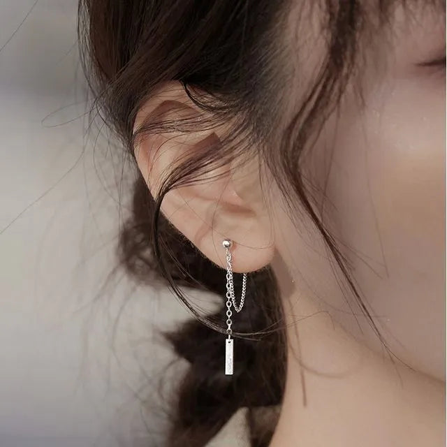 Chained Sterling Silver Dangle Earring