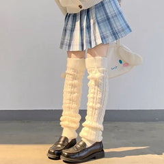 Pom Pom Cable-Knit Leg Warmers