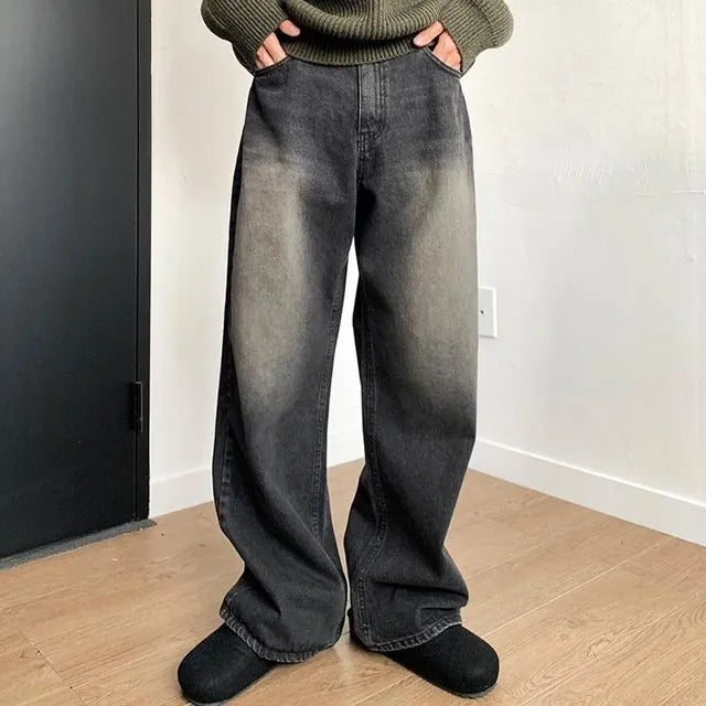 Mid Rise Washed Wide Leg Jeans