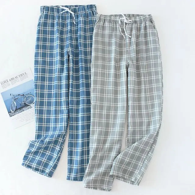 Drawstring Waist Plaid Loose Fit Lounge Pants