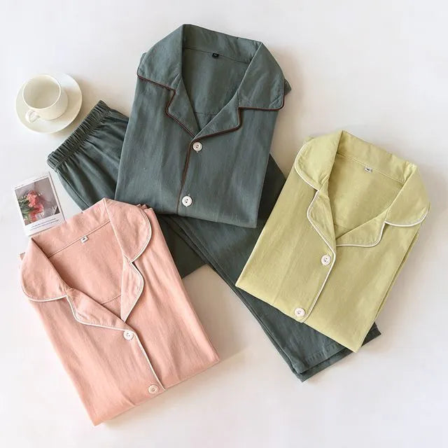 Pajama Set: Long-Sleeve Button-Up Top + Pants (Various Designs)