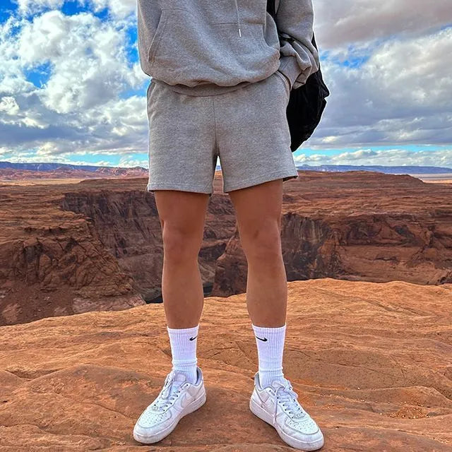 Plain Straight Leg Sweat Shorts