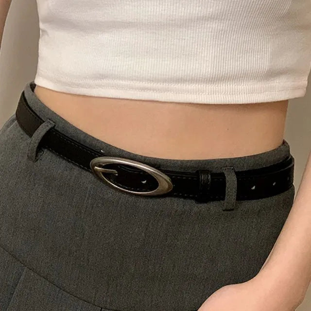 Faux Leather Slim Belt