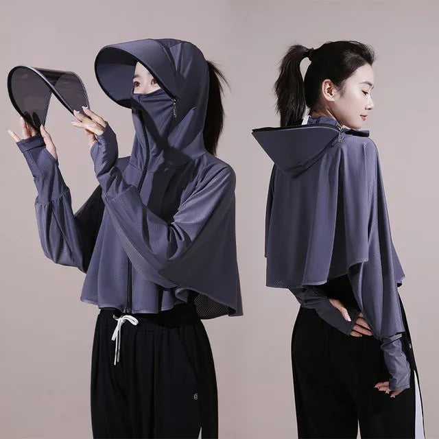 Plain Hooded Sun Protection Cape