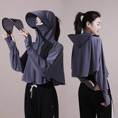 Plain Hooded Sun Protection Cape