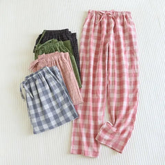 Couple Matching Drawstring Waist Plaid Lounge Pants (Various Designs)